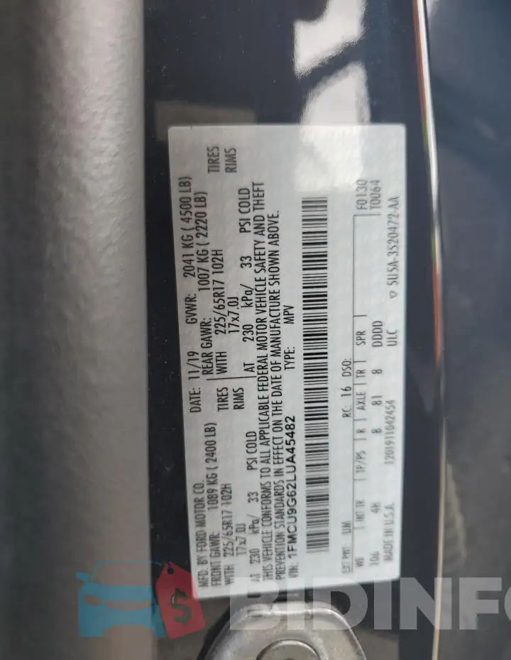 1FMCU9G62LUA45482 Photo# 14