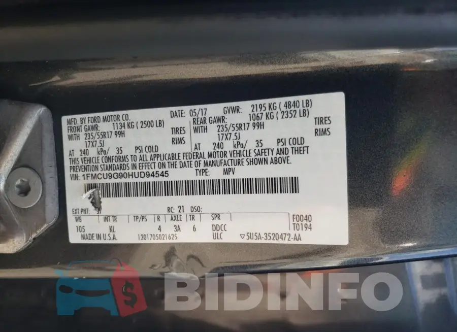 1FMCU9G90HUD94545 Photo# 13