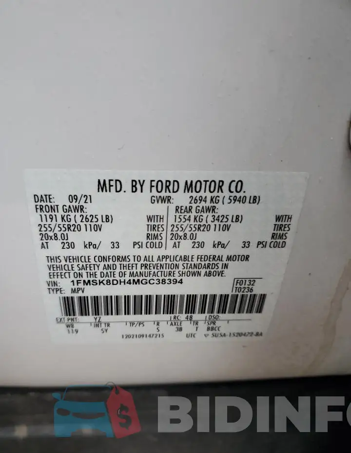 1FMSK8DH4MGC38394 Photo# 14