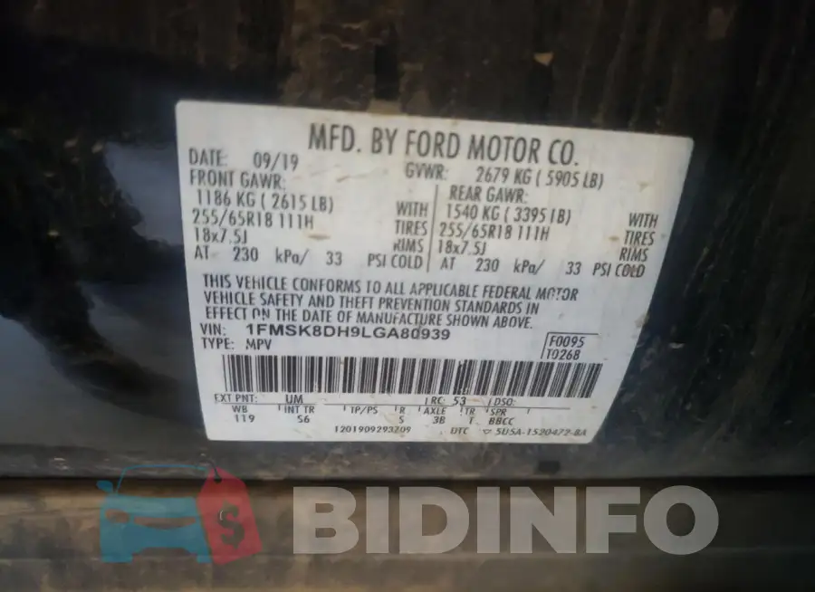 1FMSK8DH9LGA80939 Photo# 13