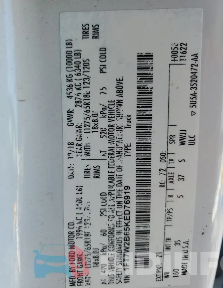 1FT7W2B65KED76919 Photo# 12