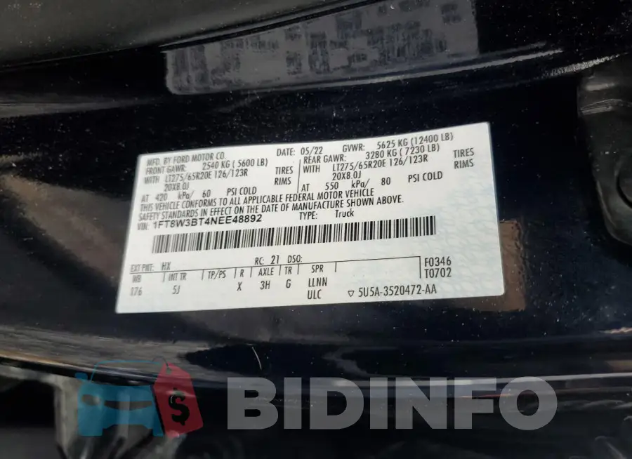 1FT8W3BT4NEE48892 Photo# 13