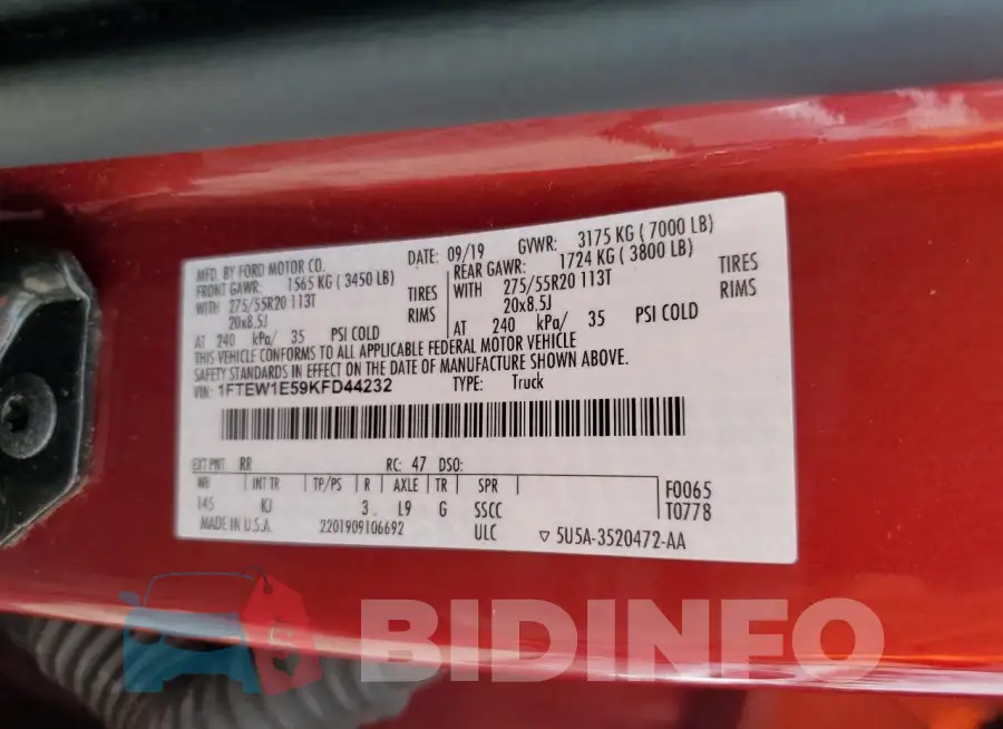 1FTEW1E59KFD44232 Photo# 12