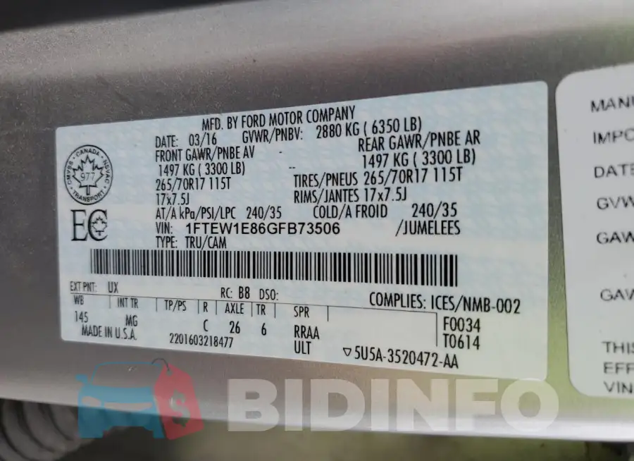 1FTEW1E86GFB73506 Photo# 12
