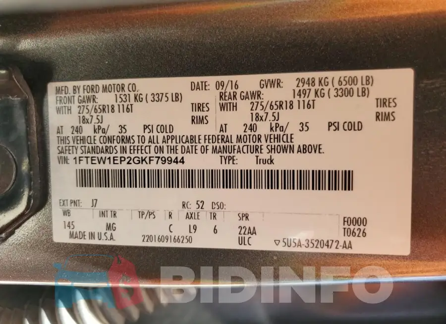 1FTEW1EP2GKF79944 Photo# 13