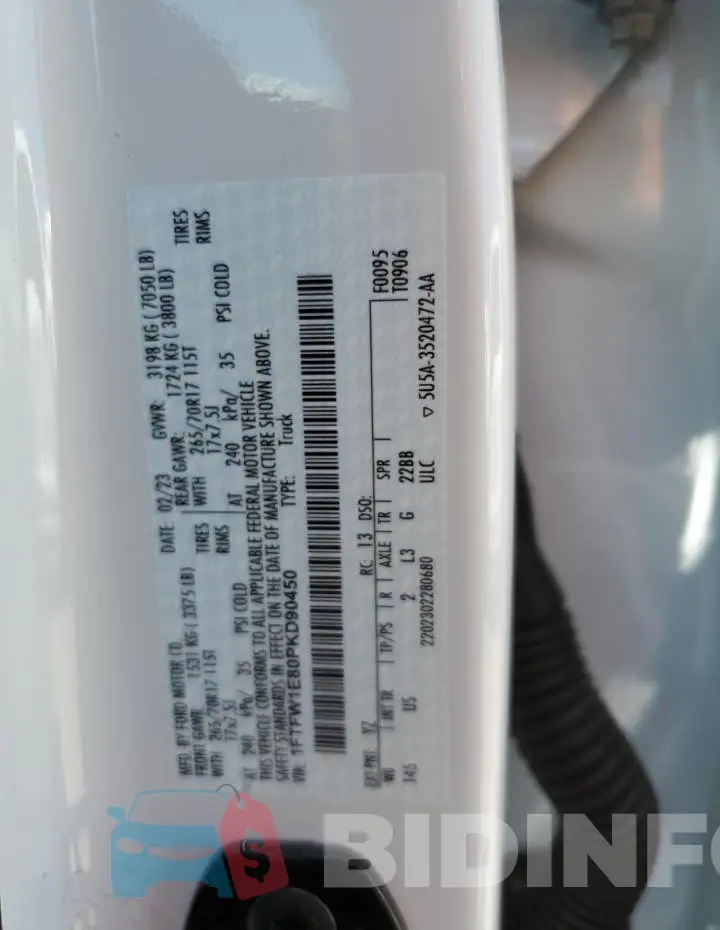 1FTFW1E80PKD90450 Photo# 12
