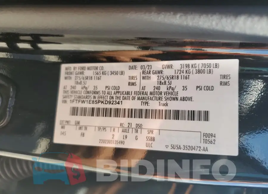 1FTFW1E85PKD92341 Photo# 12