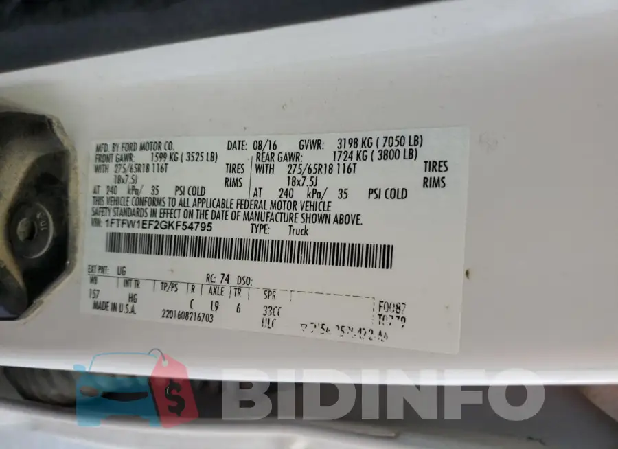 1FTFW1EF2GKF54795 Photo# 13