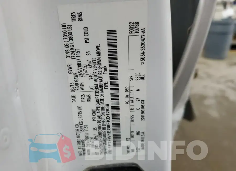 1FTFW1EG8FKD12939 Photo# 14