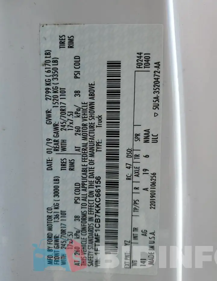 1FTMF1CB7KKC66156 Photo# 12