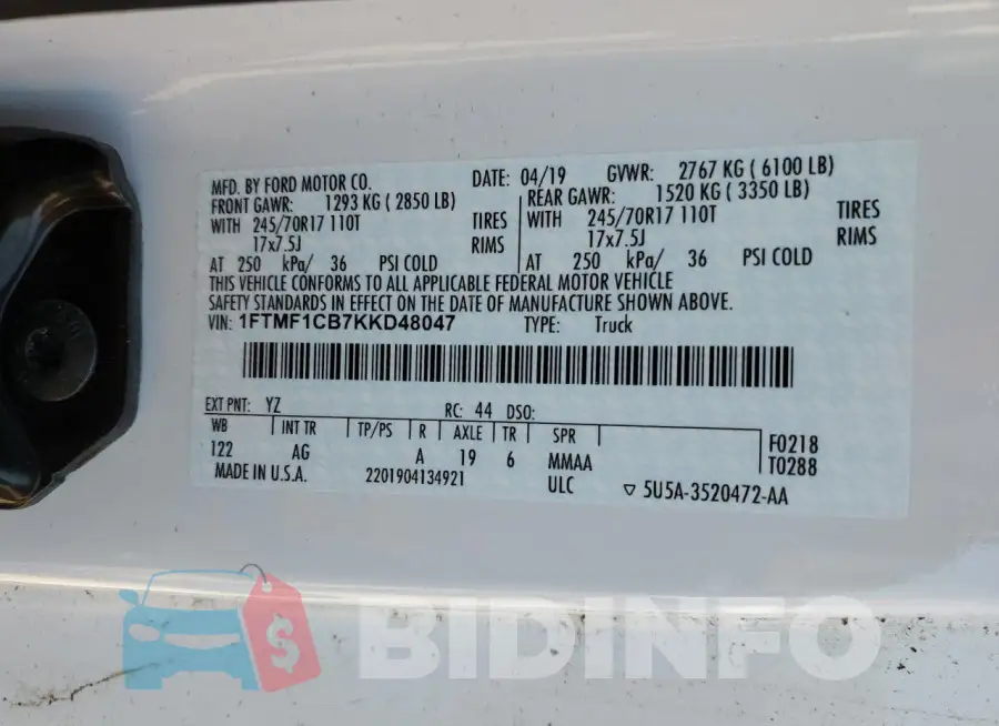 1FTMF1CB7KKD48047 Photo# 13