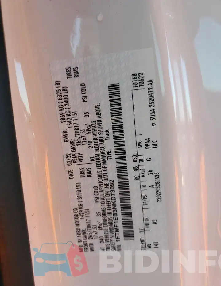 1FTMF1EB3NKD73092 Photo# 12