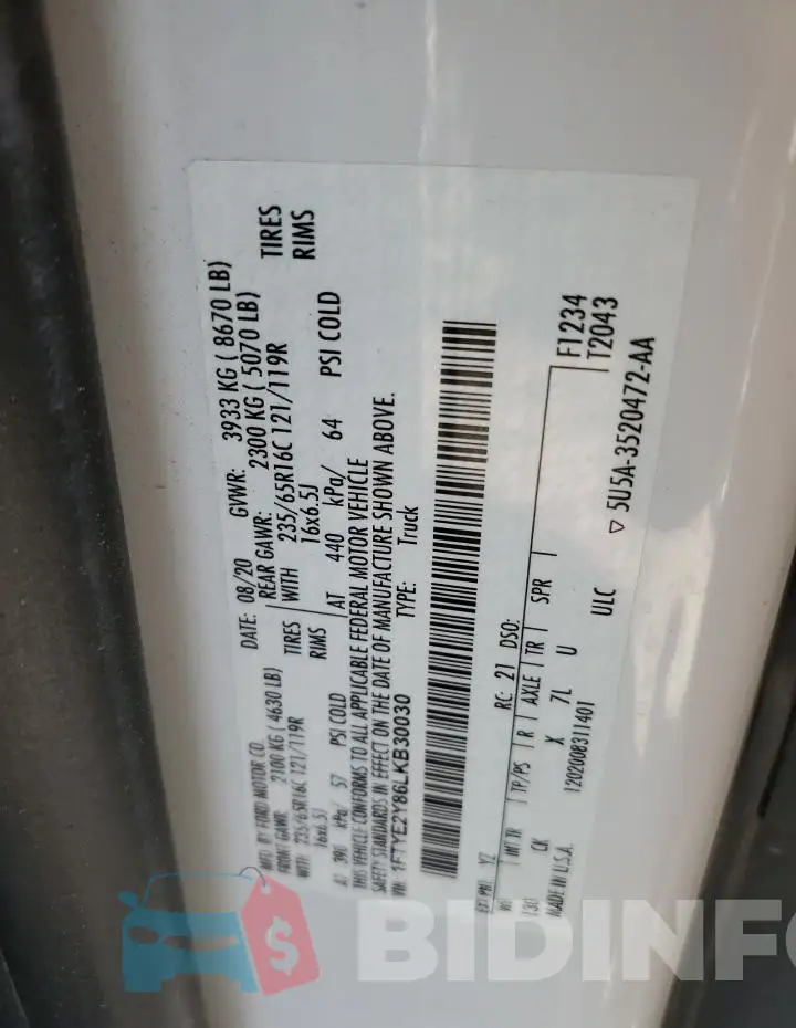 1FTYE2Y86LKB30030 Photo# 13