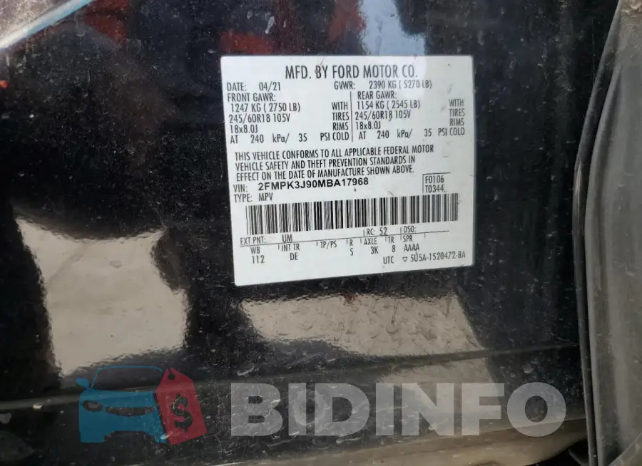 2FMPK3J90MBA17968 Photo# 12