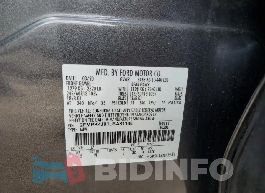 2FMPK4J91LBA81148 Photo# 13