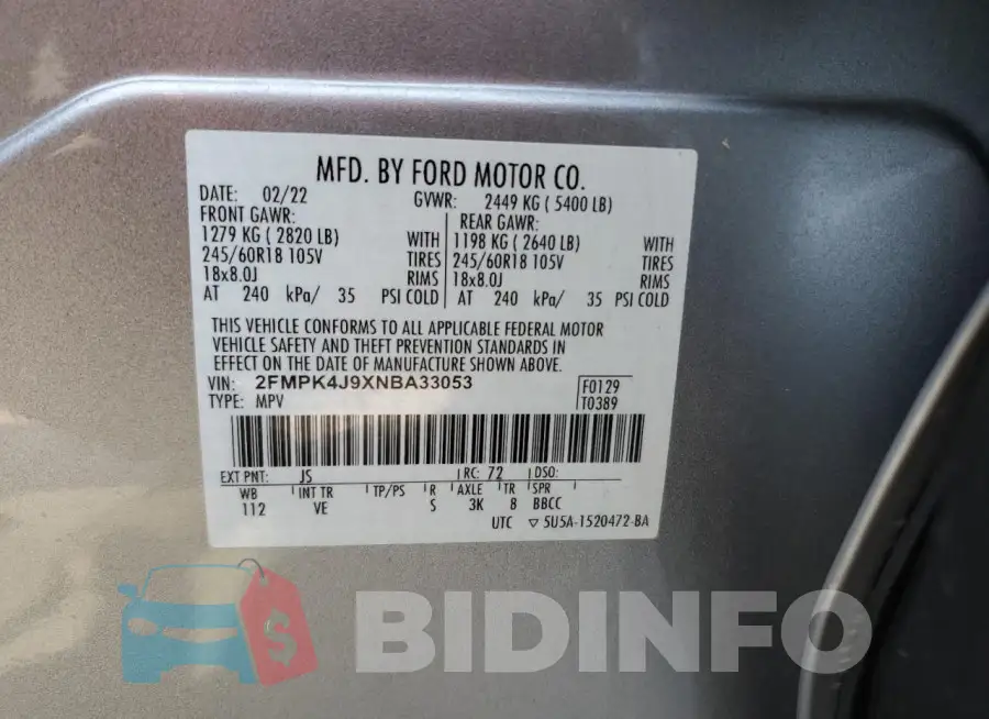 2FMPK4J9XNBA33053 Photo# 13