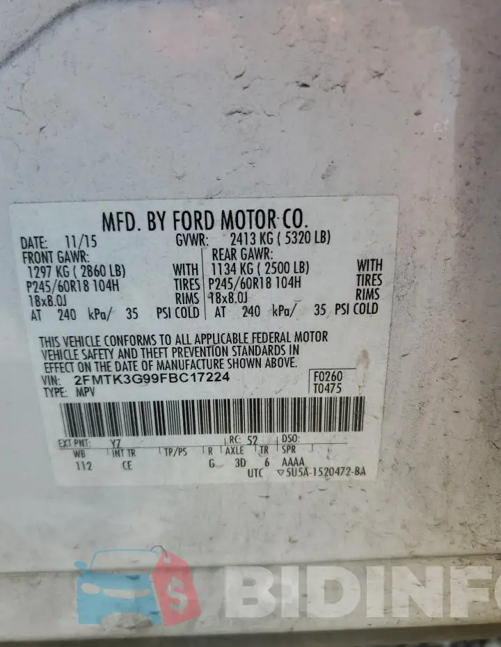 2FMTK3G99FBC17224 Photo# 13