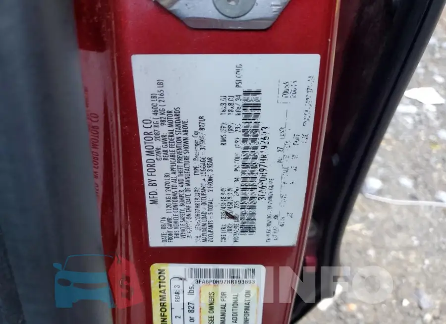 3FA6P0H97HR193693 Photo# 12