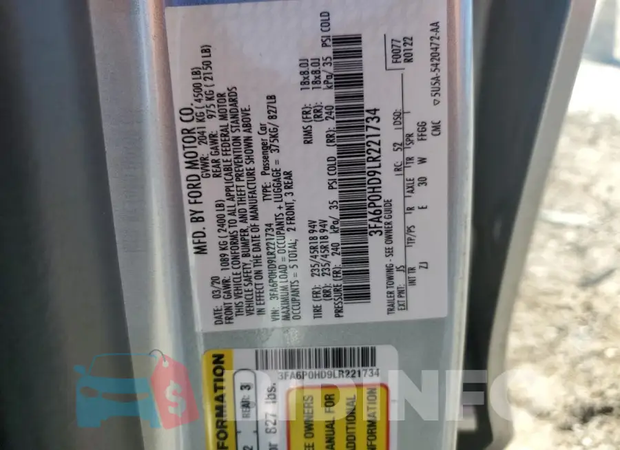 3FA6P0HD9LR221734 Photo# 12