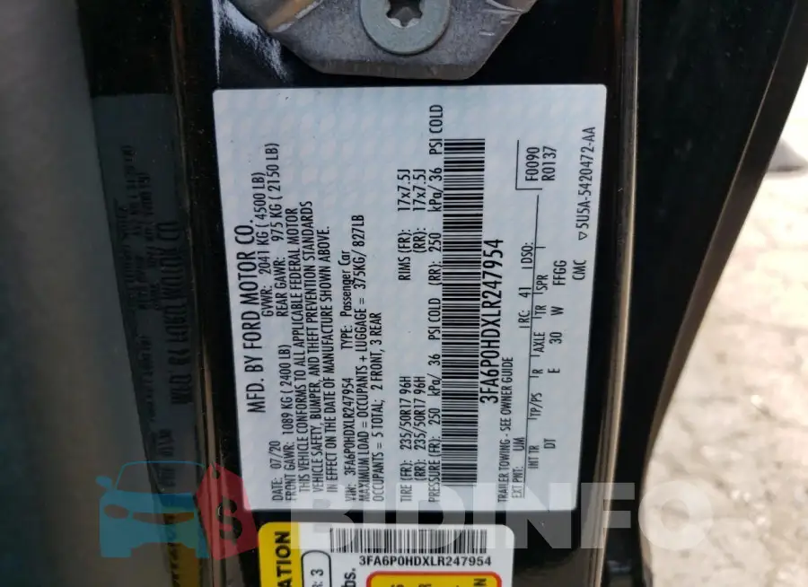 3FA6P0HDXLR247954 Photo# 13