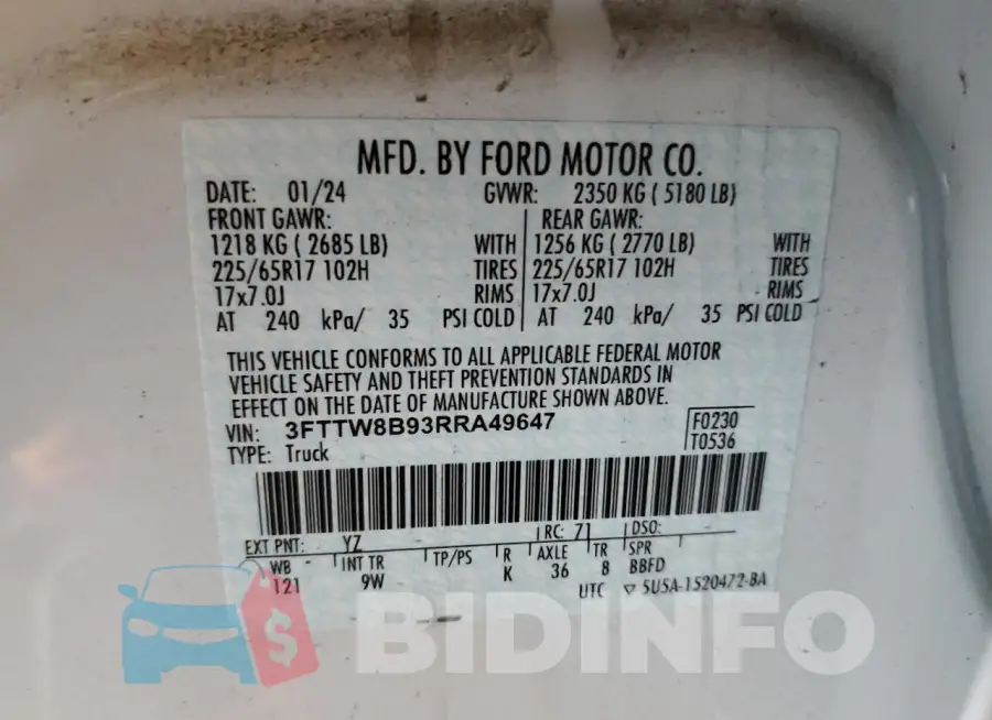3FTTW8B93RRA49647 Photo# 12