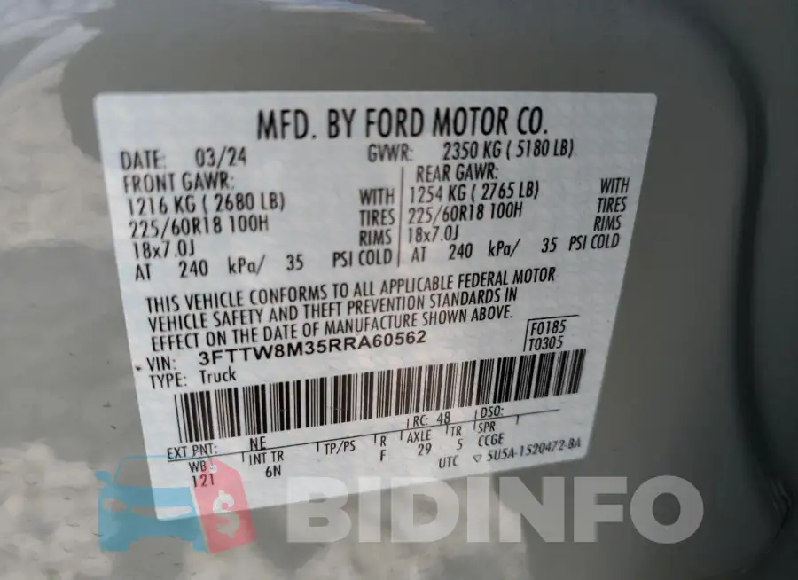 3FTTW8M35RRA60562 Photo# 12