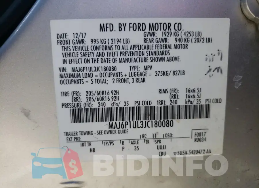 MAJ6P1UL3JC180080 Photo# 12