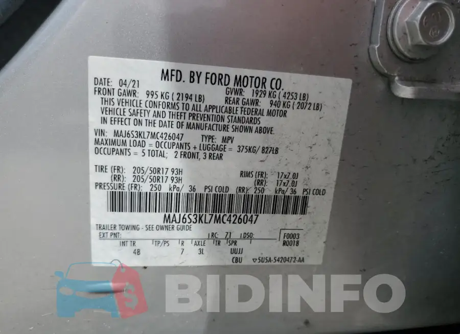 MAJ6S3KL7MC426047 Photo# 13