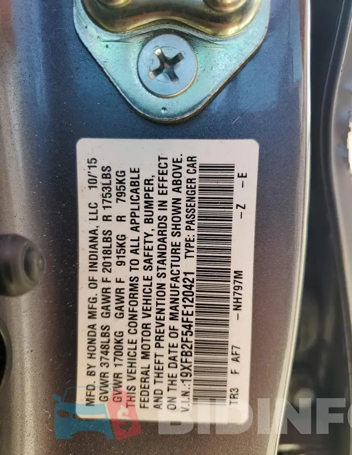 19XFB2F54FE120421 Photo# 12