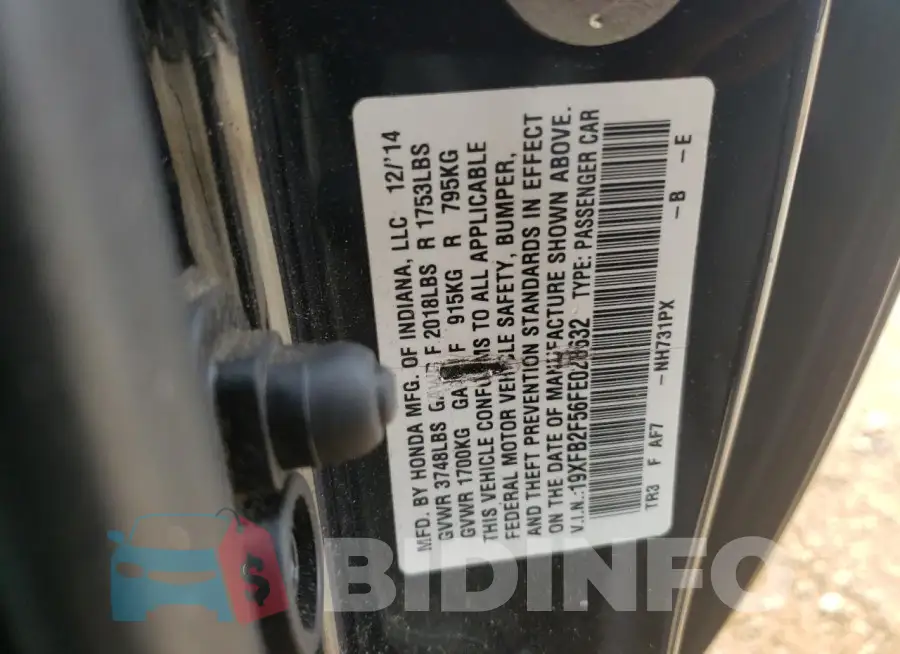 19XFB2F56FE028632 Photo# 12