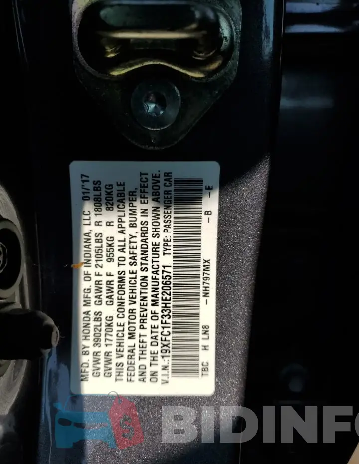 19XFC1F33HE206571 Photo# 12