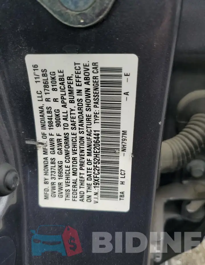 19XFC2F52HE206441 Photo# 12