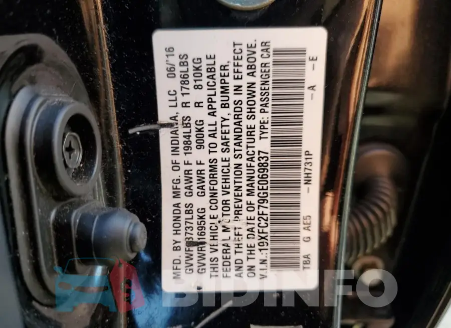 19XFC2F79GE069837 Photo# 13