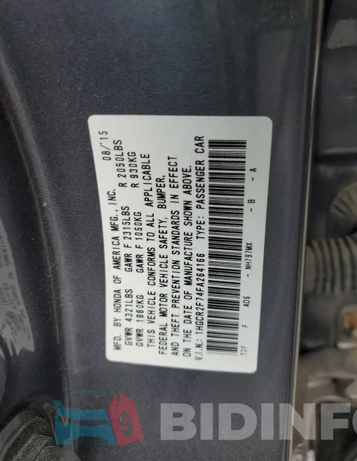 1HGCR2F74FA264166 Photo# 12