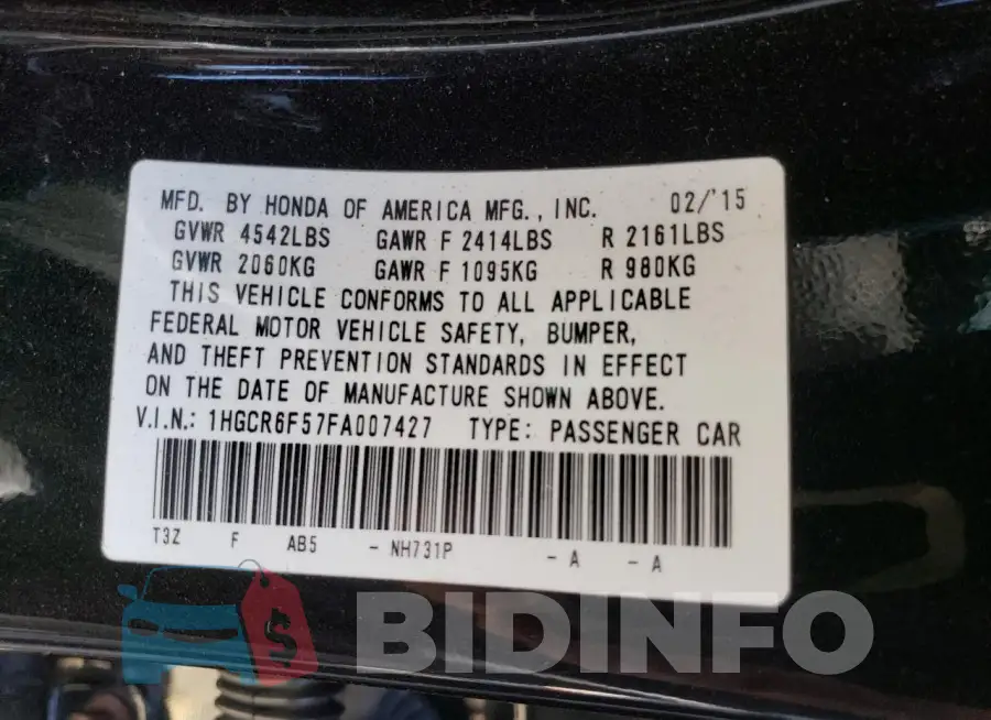 1HGCR6F57FA007427 Photo# 13