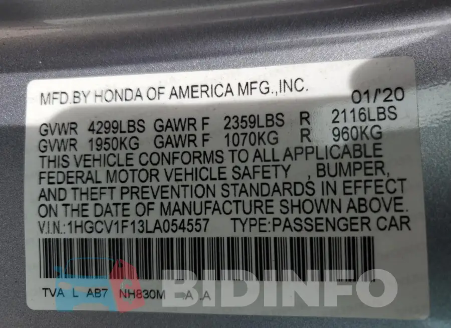 1HGCV1F13LA054557 Photo# 13