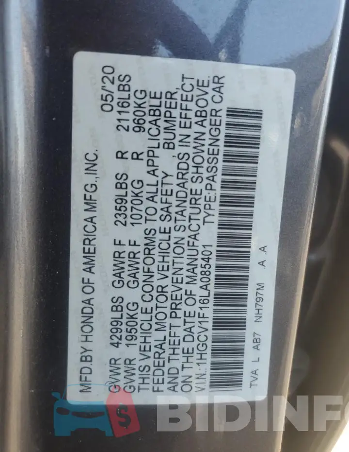 1HGCV1F16LA085401 Photo# 13