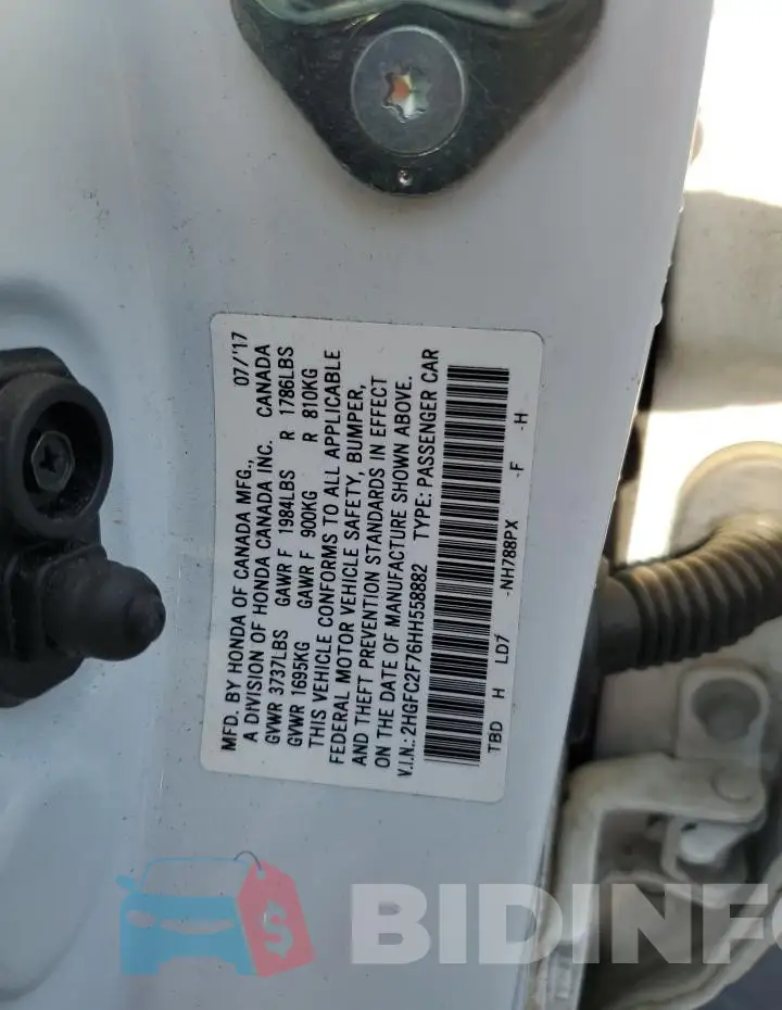 2HGFC2F76HH558882 Photo# 12