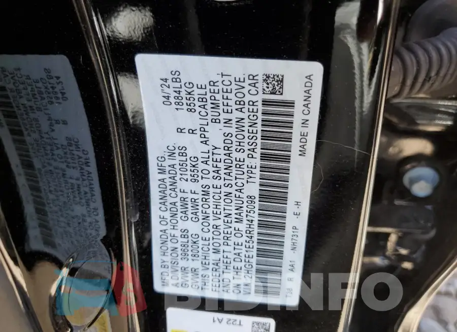 2HGFE1E54RH475098 Photo# 13