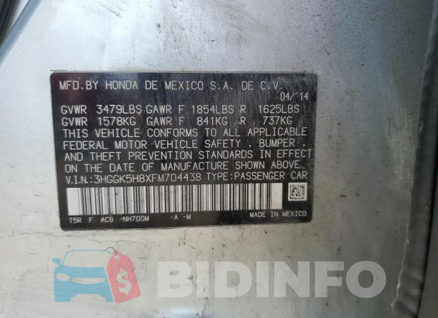 3HGGK5H8XFM704438 Photo# 13