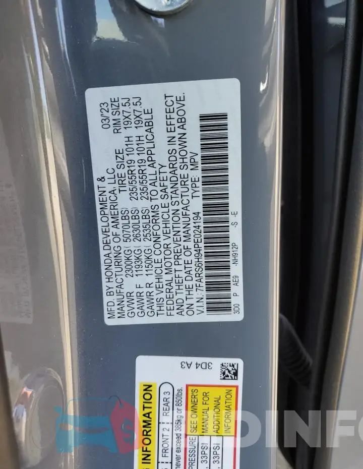7FARS6H94PE024194 Photo# 13