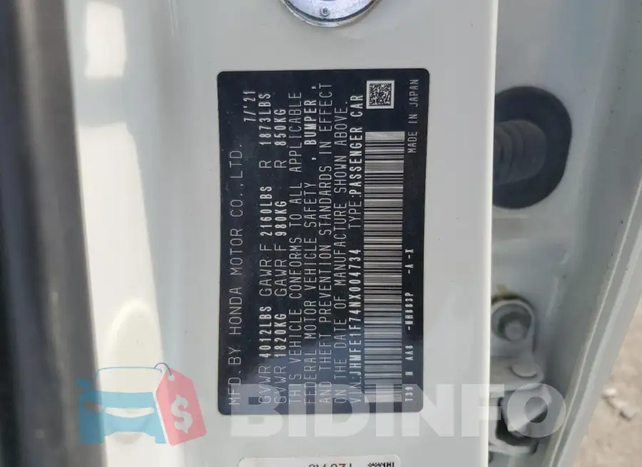 JHMFE1F74NX004734 Photo# 12