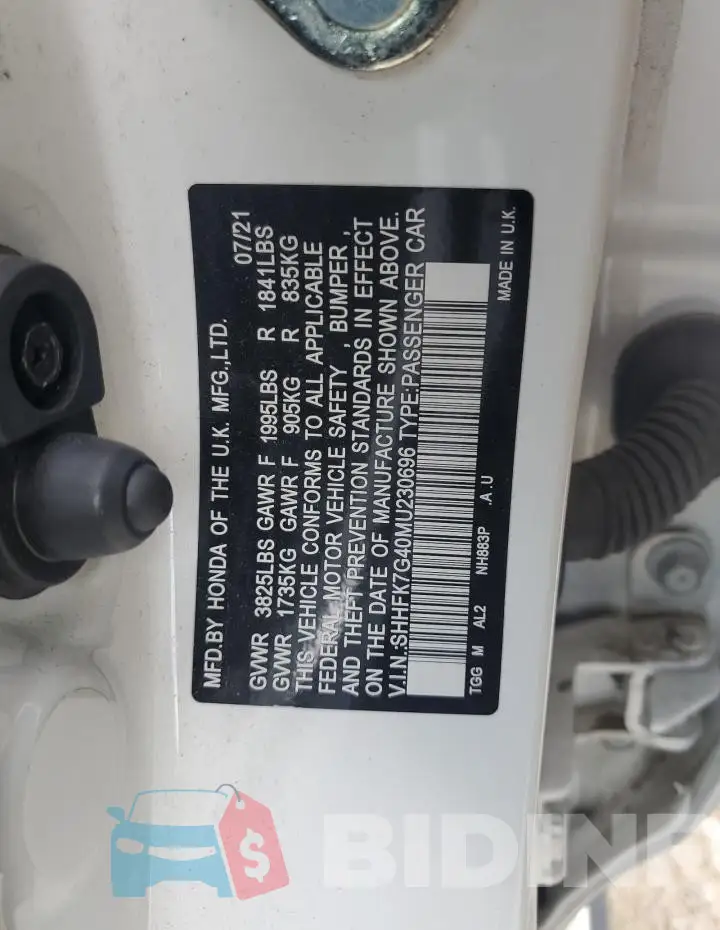 SHHFK7G40MU230696 Photo# 13