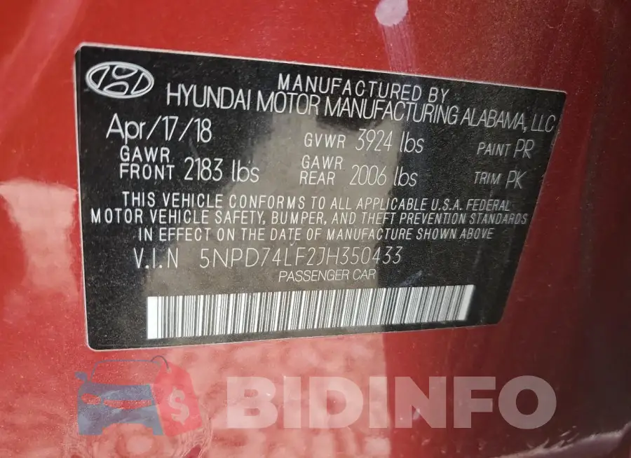 5NPD74LF2JH350433 Photo# 12