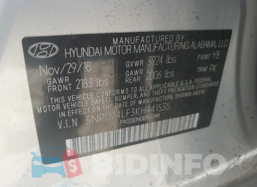 5NPD74LF3KH441535 Photo# 12
