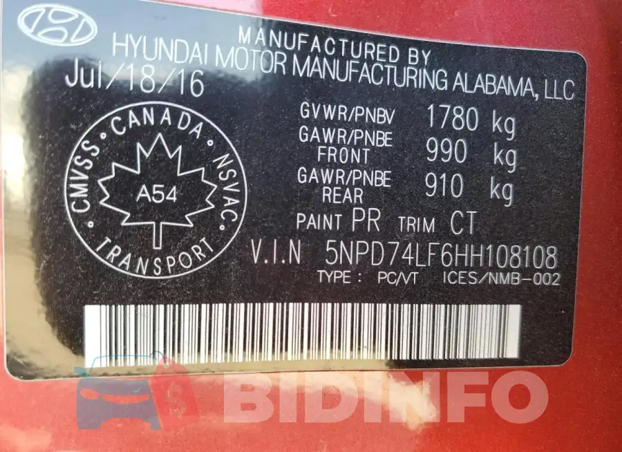 5NPD74LF6HH108108 Photo# 12