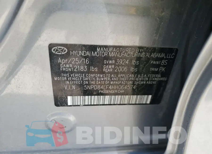 5NPD84LF4HH064574 Photo# 12