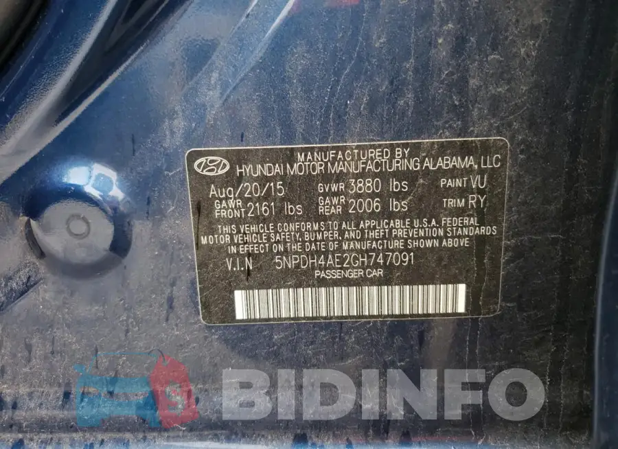 5NPDH4AE2GH747091 Photo# 12