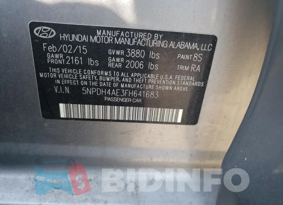 5NPDH4AE3FH641683 Photo# 12