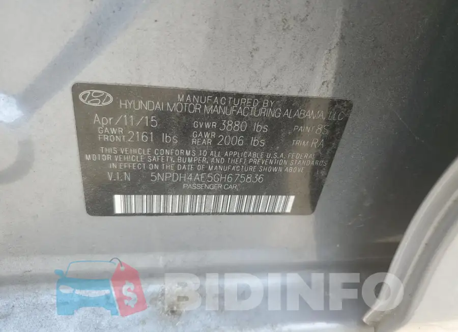 5NPDH4AE5GH675836 Photo# 12